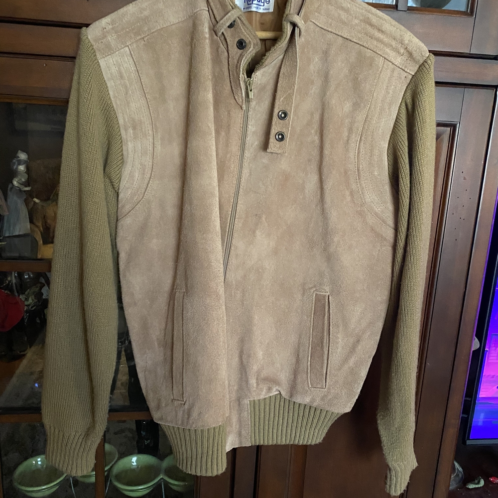 Men's Tan Suede and Knit Jacket